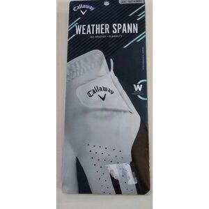 Callaway Womens Weather Spann Golf Glove S Right White/Black Synthetic & Stretch